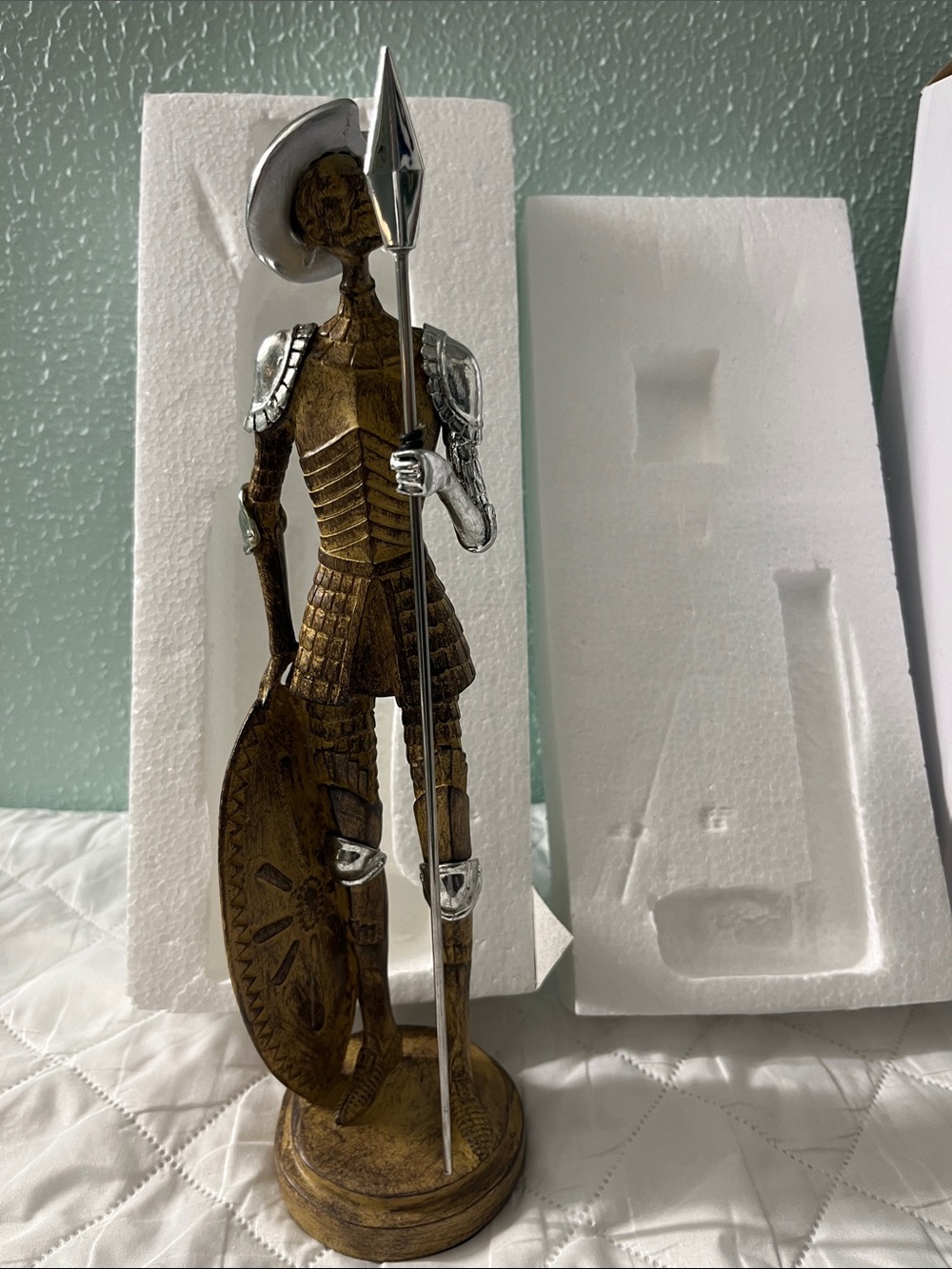 El Quijote Bronze-Tone Medieval Knight Statue Home Art Decor